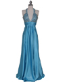 1098 Turquoise Halter Rhinestone Evening Dress - Turquoise, Front View Thumbnail