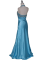 1098 Turquoise Halter Rhinestone Evening Dress - Turquoise, Back View Thumbnail