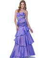 14 Purple Strapless Taffeta Prom Gown - Purple, Front View Thumbnail