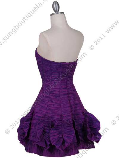 1509 Purple Taffeta Cocktail Dress - Purple, Back View Medium