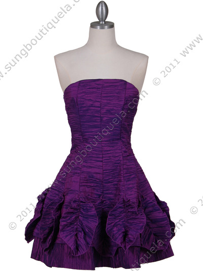 1509 Purple Taffeta Cocktail Dress - Purple, Front View Medium