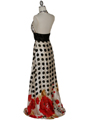 150 Polka Dot Printed Evening Dress - Ivory, Back View Thumbnail