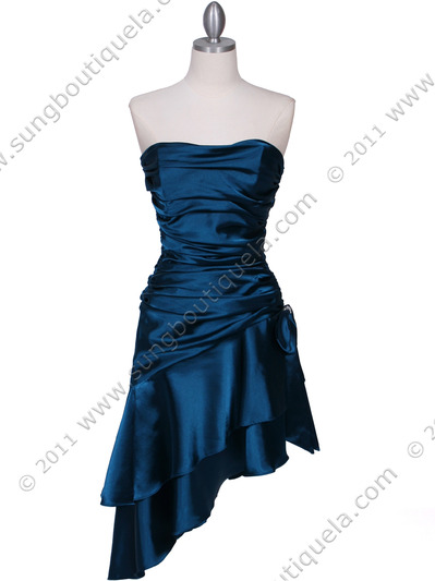 1510 Teal Cocktail Dress - Teal, Front View Medium