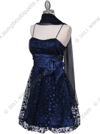 1512 Royal Blue Giltter Cocktail Dress - Royal Blue, Alt View Medium