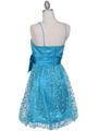 1512 Turquoise Giltter Cocktail Dress - Turquoise, Back View Thumbnail