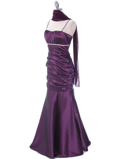 1546 Plum Taffeta Evening Dress - Plum, Alt View Medium