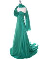 1613 Green Taffeta Rosette Prom Evening Dress - Green, Alt View Thumbnail