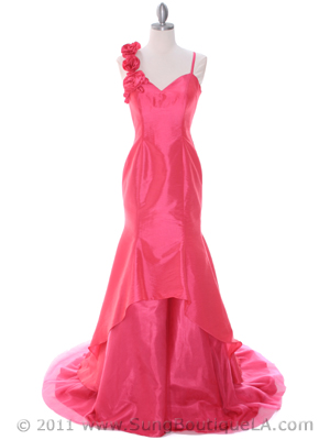 1616 Coral Taffeta Prom Evening Gown, Coral