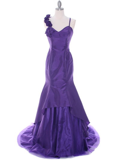 1616 Purple Taffeta Prom Evening Gown - Purple, Front View Medium