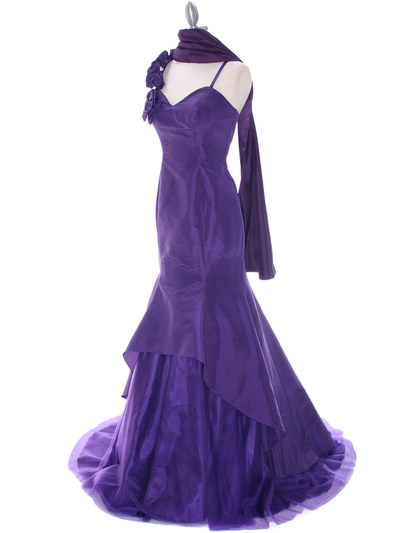 1616 Purple Taffeta Prom Evening Gown - Purple, Alt View Medium