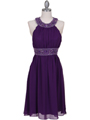 161 Purple Beaded Cocktail Dress - Purple, Front View Thumbnail