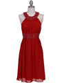 161 Red Beaded Cocktail Dress - Red, Front View Thumbnail