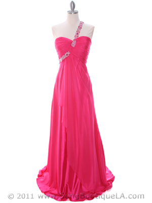 1622 Hot Pink Beaded One Should Prom Evening Dress, Hot Pink