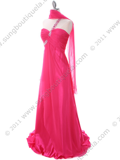 1622 Hot Pink Beaded One Should Prom Evening Dress - Hot Pink, Alt View Medium