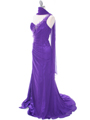 1624 Purple One Shoulder Floral Evening Dress - Purple, Alt View Thumbnail