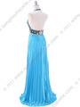 162 Brown Turquoise Evening Dress - Brown Turquoise, Back View Thumbnail