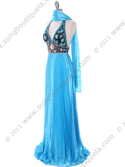 162 Brown Turquoise Evening Dress - Brown Turquoise, Alt View Medium