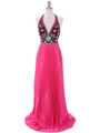 162 Hot Pink Evening Dress - Hot Pink, Front View Thumbnail