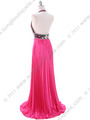 162 Hot Pink Evening Dress - Hot Pink, Back View Thumbnail