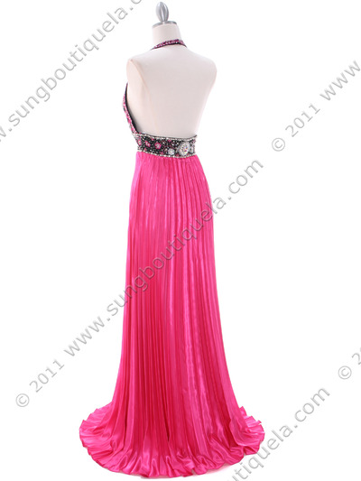 162 Hot Pink Evening Dress - Hot Pink, Back View Medium
