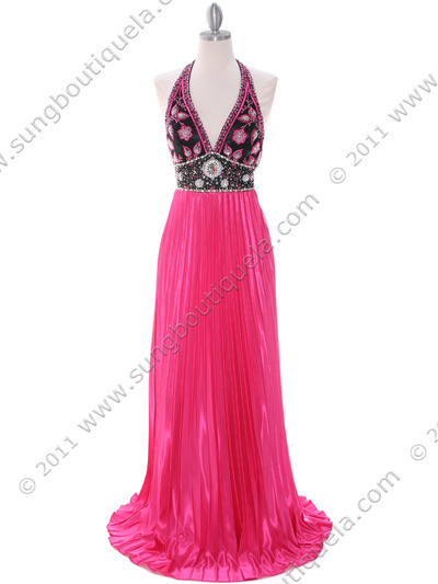 162 Hot Pink Evening Dress - Hot Pink, Front View Medium