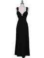 1633 Black Evening Dress with Rhinestone Buckle - Black, Front View Thumbnail