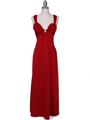 1633 Red Evening Dress with Rhinestone Buckle - Red, Front View Thumbnail