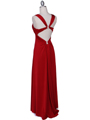 1633 Red Evening Dress with Rhinestone Buckle - Red, Back View Thumbnail