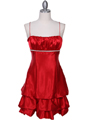 1639 Red Charmeuse Cocktail Dress - Red, Front View Thumbnail
