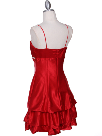 1639 Red Charmeuse Cocktail Dress - Red, Back View Medium