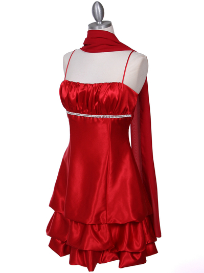 1639 Red Charmeuse Cocktail Dress - Red, Alt View Medium