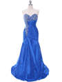 1640 Royal Blue Strapless Taffeta Jeweled Evening Gown - Royal Blue, Front View Thumbnail