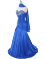 1640 Royal Blue Strapless Taffeta Jeweled Evening Gown - Royal Blue, Alt View Thumbnail