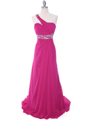 1641 Raspberry One Shoulder Evening Dress - Raspberry, Front View Thumbnail