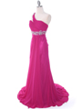 1641 Raspberry One Shoulder Evening Dress - Raspberry, Alt View Thumbnail
