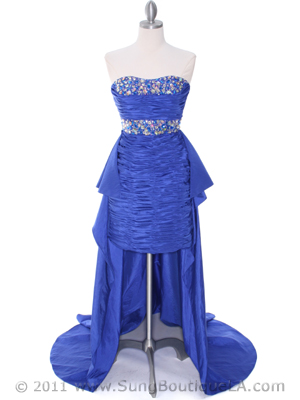 1644 Royal Blue Strapless Jeweled Evening Gown, Royal Blue