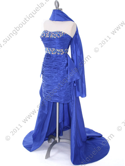 1644 Royal Blue Strapless Jeweled Evening Gown - Royal Blue, Alt View Medium