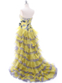 1645 Yellow/Purple Strapless Evening Dress - Yellow Purple, Back View Thumbnail