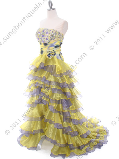 1645 Yellow/Purple Strapless Evening Dress - Yellow Purple, Alt View Medium