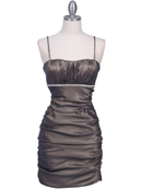 1646 Bronze Stretch Taffeta Pleated Cocktail Dress, Bronze