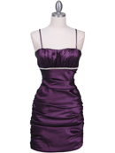 1646 Purple Stretch Taffeta Pleated Cocktail Dress, Purple