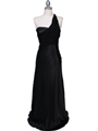 165 Black One Shoulder Evening Dress - Black, Front View Thumbnail