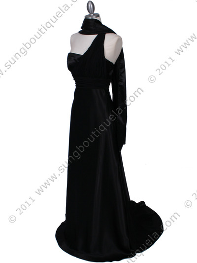 165 Black One Shoulder Evening Dress - Black, Alt View Medium