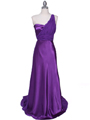 165 Purple One Shoulder Evening Dress - Purple, Front View Thumbnail