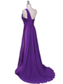 165 Purple One Shoulder Evening Dress - Purple, Back View Thumbnail