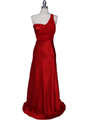 165 Red One Shoulder Evening Dress - Red, Front View Thumbnail