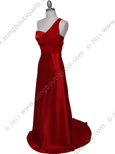 165 Red One Shoulder Evening Dress - Red, Alt View Medium