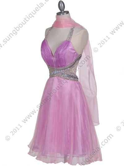 166 Pink Sequin Cocktail Dress - Pink, Alt View Medium