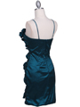 1671 Teal Stretch Taffeta Floral Cocktail Dress - Teal, Back View Thumbnail