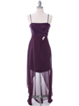 1688 Purple Chiffon High Low Evening Dress - Purple, Front View Thumbnail